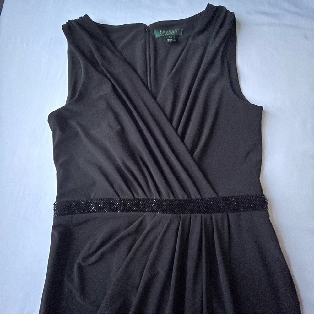 Lauren Ralph Lauren Women’s Black Formal Faux Wrap Knee High Dress Size 8